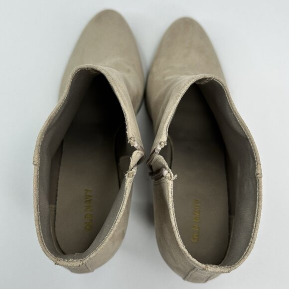 Old Navy Womens Taupe Beige Faux Suede Side Zip Heeled Ankle Bootie US 10 - Picture 6 of 14